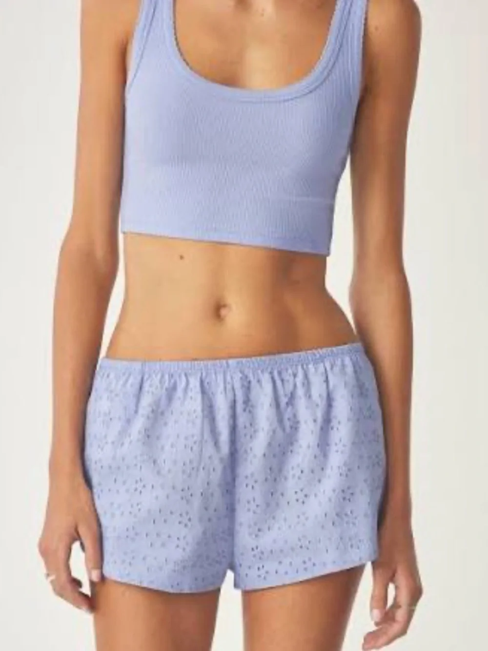 FLORENCE by MILLS Light Blue Eyelet Cotton Sleep Short - Women!! L!! NWT!! - Picture 3 of 5